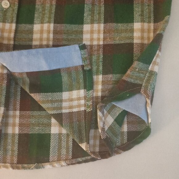 Bogari Men’s Green Brown Tan Off-White Plaid Flannel Button Shirt NWOT Size XL - Picture 6 of 15